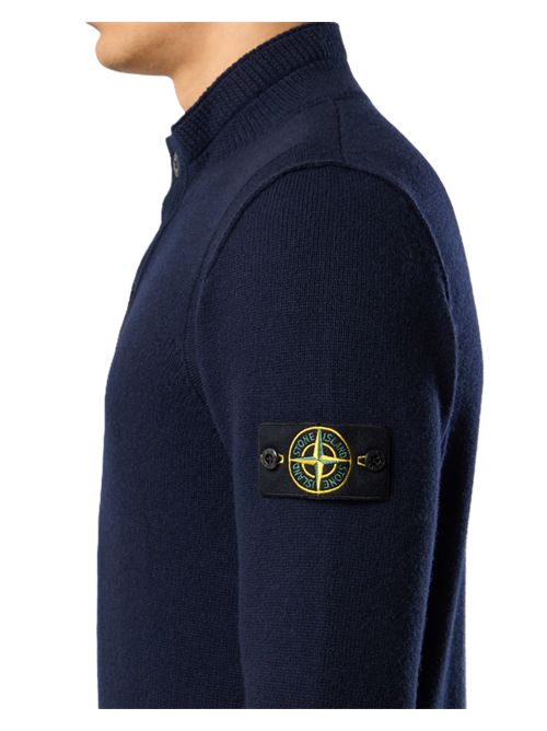LAMBSWOOL Stone Island Maglione con zip corta e dettagli in feltro Stone Island | K2S155100040S00A3V0020 NAVY BLUE N